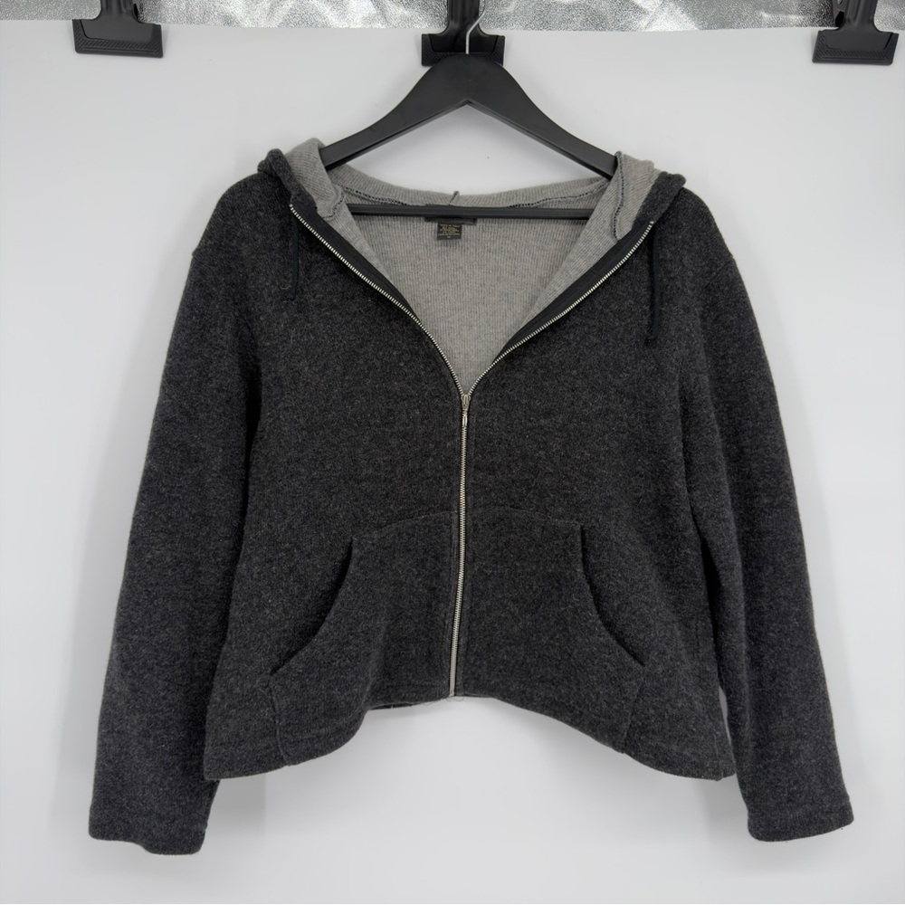 Banana Republic Charcoal Gray Wool Blend Full Zip Hoodie Sz Medium Made in Italy